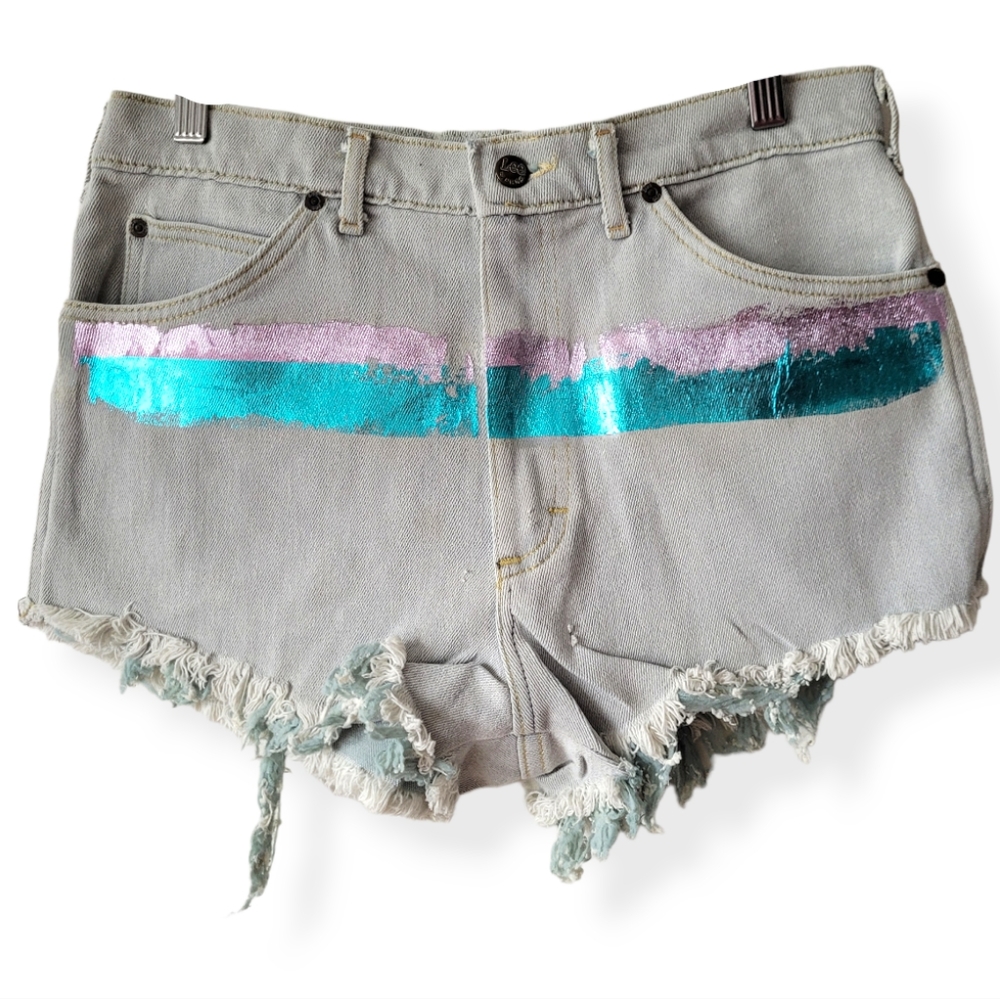 NWT Rag Union x Urban Outfitters Redone Vintage Lee Foiled Cut-off Jean Shorts